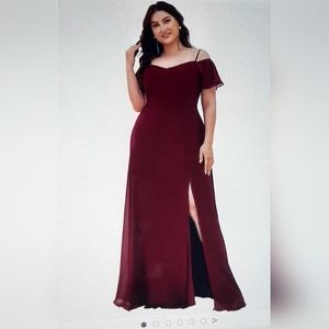 NWT/Size : Size 20/ long off the shoulder Burgundy plus size evening gown